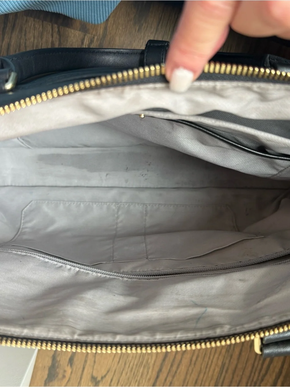 Tumi Black Leather Tote with Gold Hardware